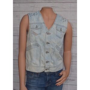 Diesel Women blue Denim Studded Vest Size M